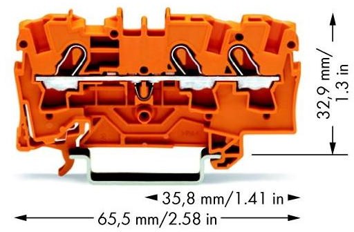 WAGO Terminal przepustowy WAGO 6.20 mm Sprężynowe pomarańczowy 2004-1302 50 szt 2004-1302