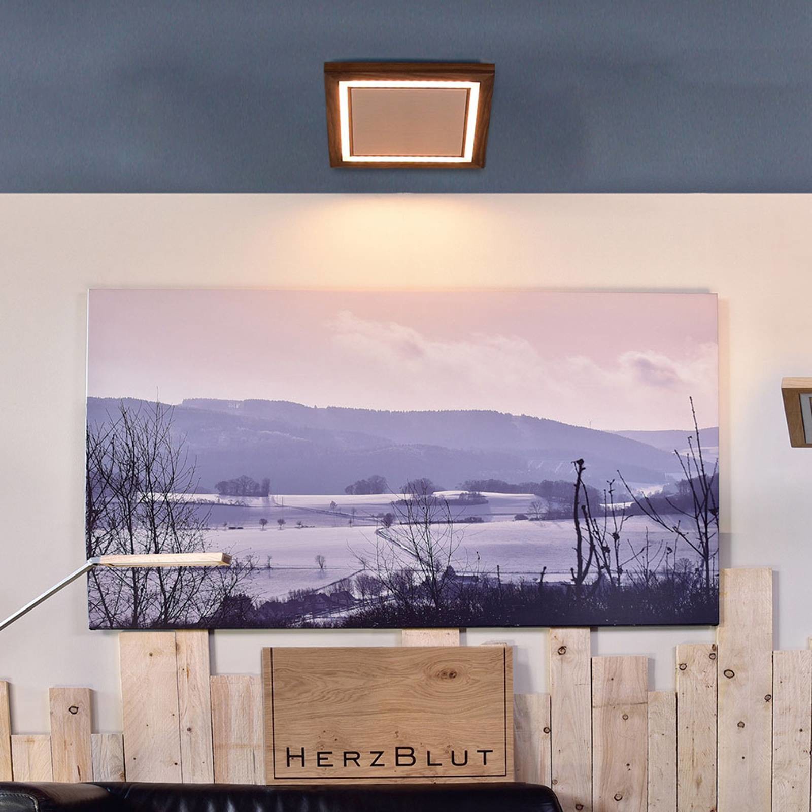 HERZBLUT HerzBlut Otto O lampa sufitowa kwadrat orzech