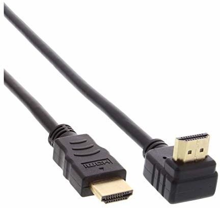 InLine 17033V kabel HDMI, kątowy, HDMI-High Speed z Ethernet, wtyczka/wtyczka, wersja styki, czarny, 0,3 m