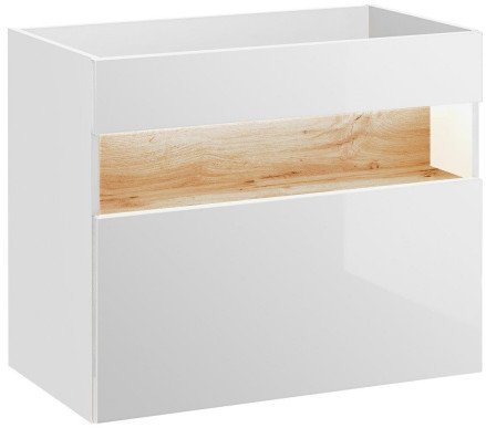 Comad Bahama White 821 Szafka podumywalkowa z oświetleniem LED 80x46x68 cm biel alpejska/dąb wotan/biały połysk BAHAMAWHITE821