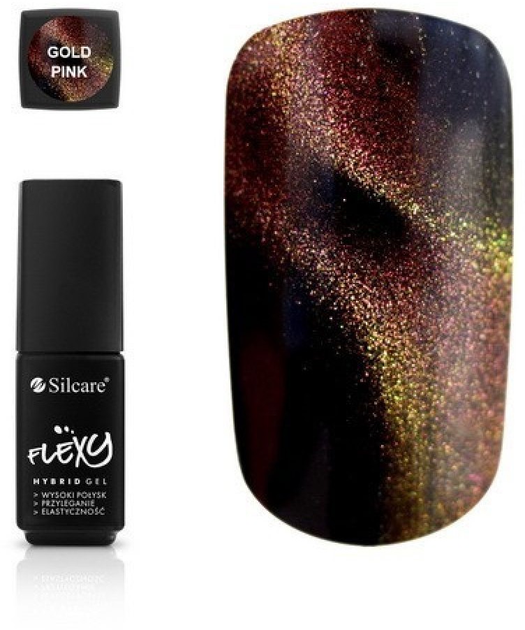 Silcare Lakier hybrydowy Flexy CAT EYE 4.5g Gold Pink