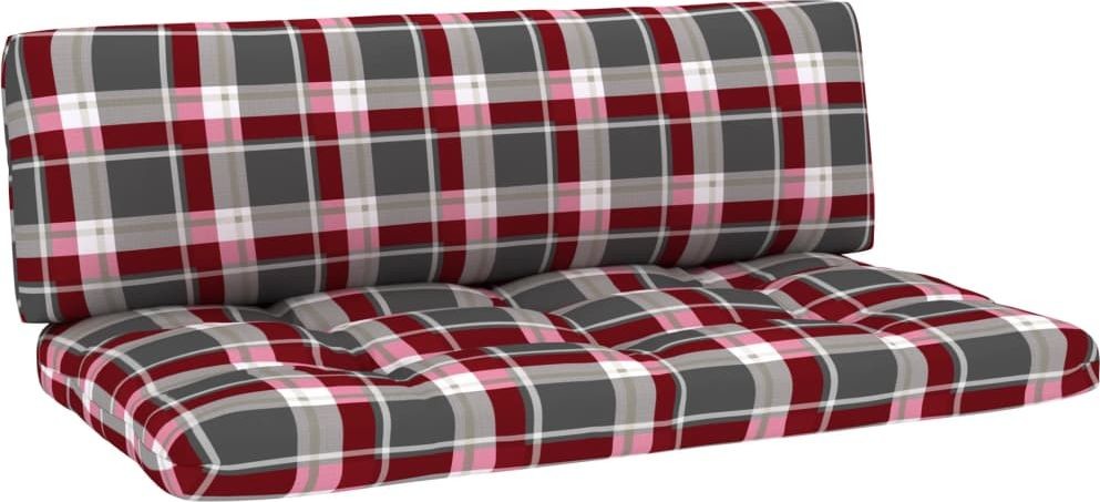 vidaXL Poduszki na sofę z palet 2 szt w czerwoną kratę 314658 314658