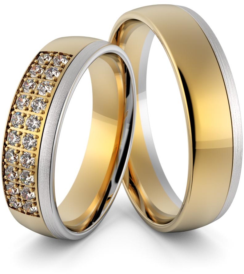 Eminence Obrączki ślubne dwukolorowe z brylantami - Au-962 Au-962-4