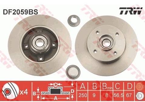 TRW Tarcza hamulcowa DF2059BS