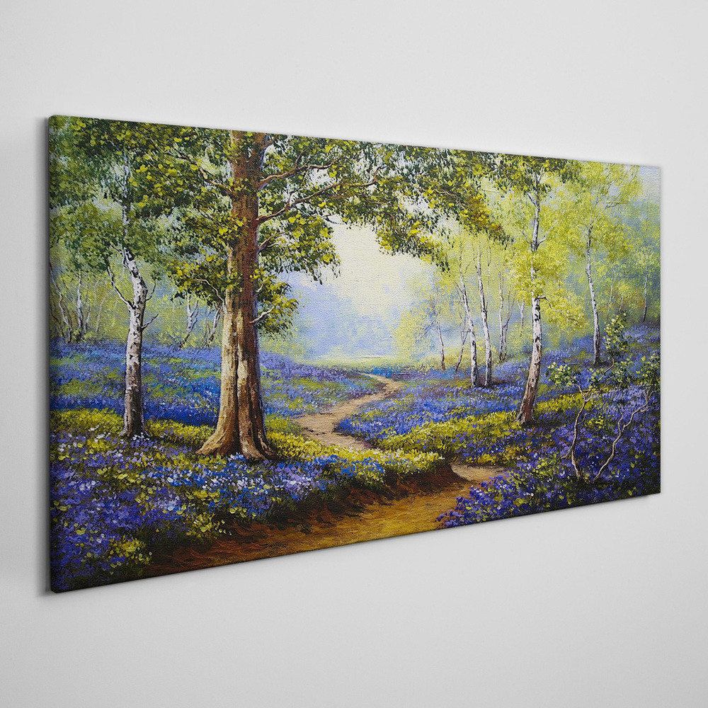PL Coloray Obraz na Płótnie las drzewo kwiaty 140x70cm