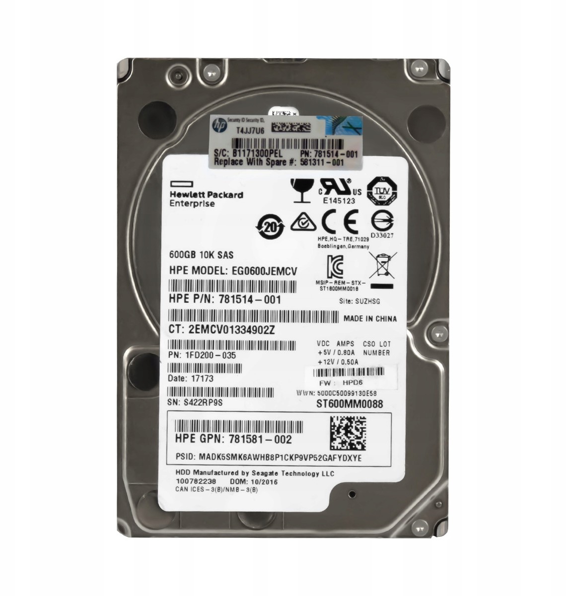 HP 781514-001 600GB 10K SAS-3 2.5'' EG0600JEMCV
