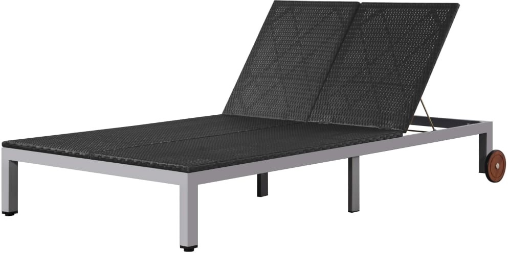 vidaXL Leżak ogrodowy z polirattanu, 207 x 130 x 88 cm, czarny