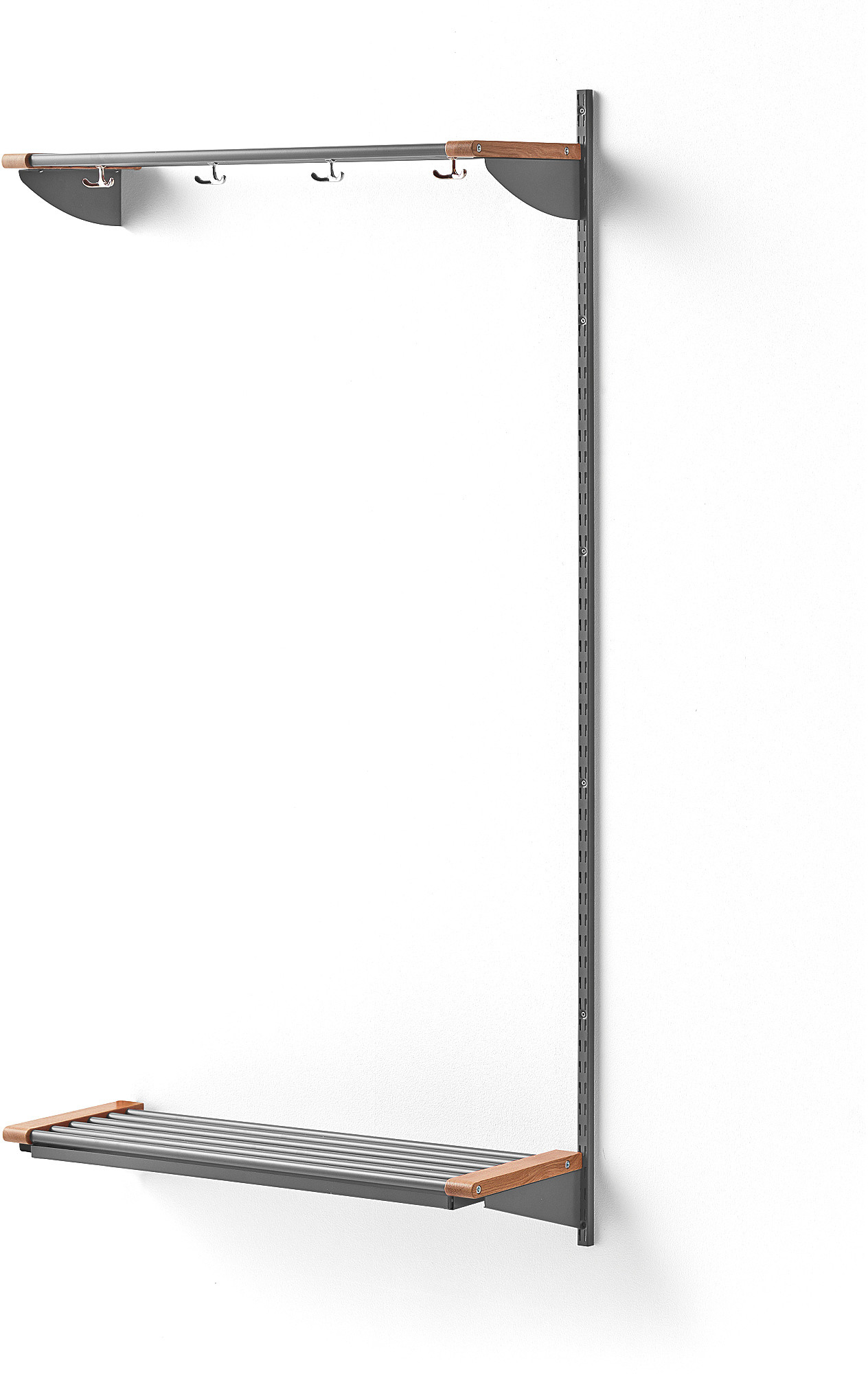 AJ Produkty Wieszak ubraniowy JEPPE, półka na nakrycia głowy, moduł dodatkowy, 1790x900x310 mm, aluminium/dąb