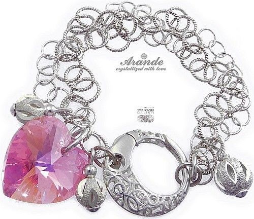 Swarovski Arande Bransoletka Light Rose Ab Serce Srebro 3213549760