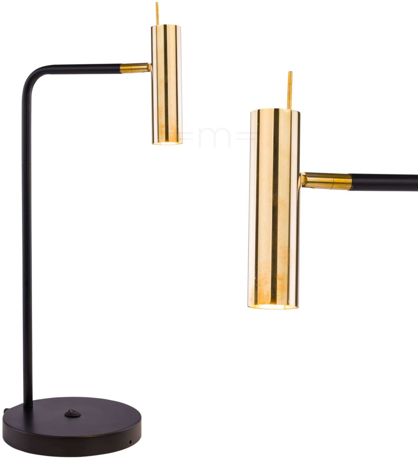 Amplex Stojąca LAMPA stołowa AMOS 0174 gabinetowa LAMPKA biurkowa tuba regulowana czarna złota 0174