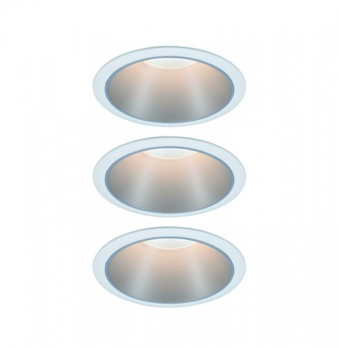 Paulmann Zestaw Oprawa wbudowana Cole Coin 3st ś okr stała LED3x6,5W 2700K 230V Bia/Srebrny-mat/twszt 93410