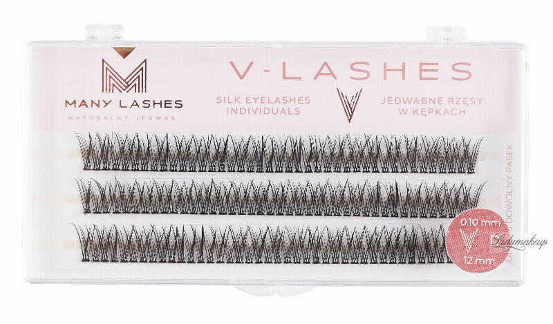 top Many Beauty Many Beauty - Many Lashes - V-LASHES - Silk Eyelashes Individual - Jedwabne rzęsy w kępkach - Fish Tale - 0.10 STRONG - D-12mm