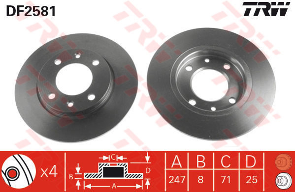 TRW Tarcza hamulcowa DF2581