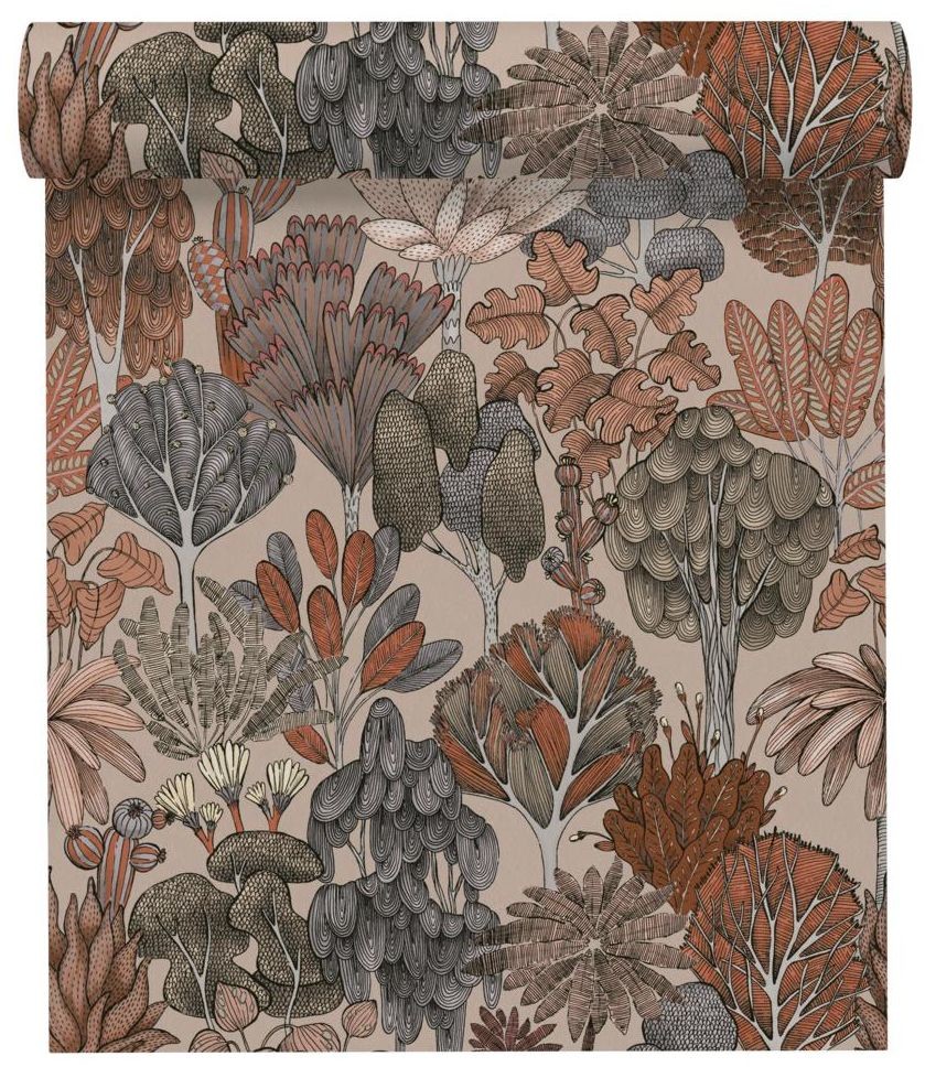 Lutece Tapeta w kwiaty Floral beżowa winylowa na flizelinie
