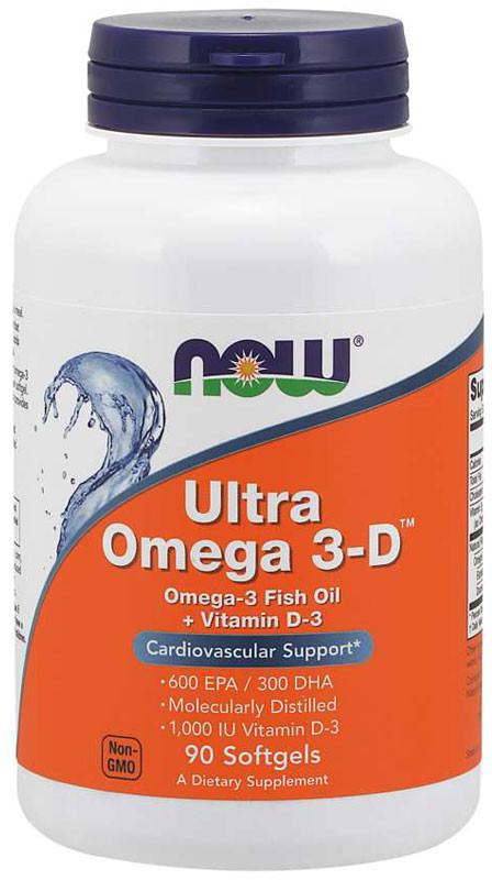 Now Foods FOODS Ultra Omega 3-D Omega-3 Fish Oil+Vitamin D3 90caps
