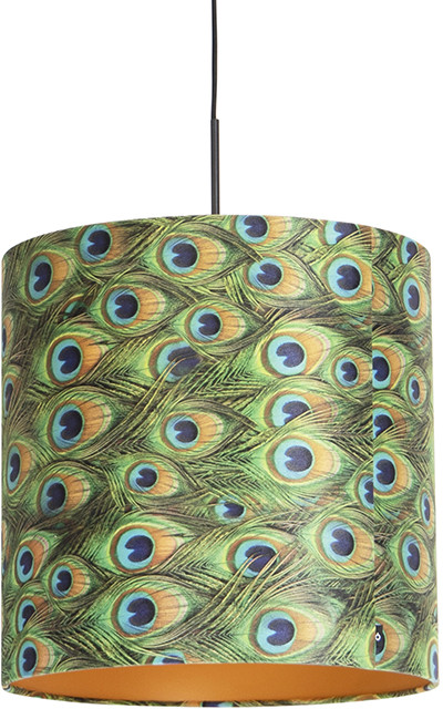 QAZQA Lampa wisząca klosz welurowy paw-złoty 40cm - Combi