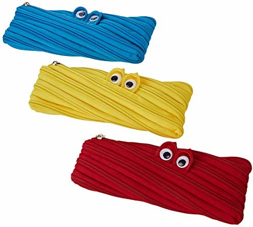 Mopec Mopec piórnik z zamkiem błyskawicznym, potwor, 20 x 8,5 cm, wielokolorowy, rozmiar uniwersalny 3 sztuki A583