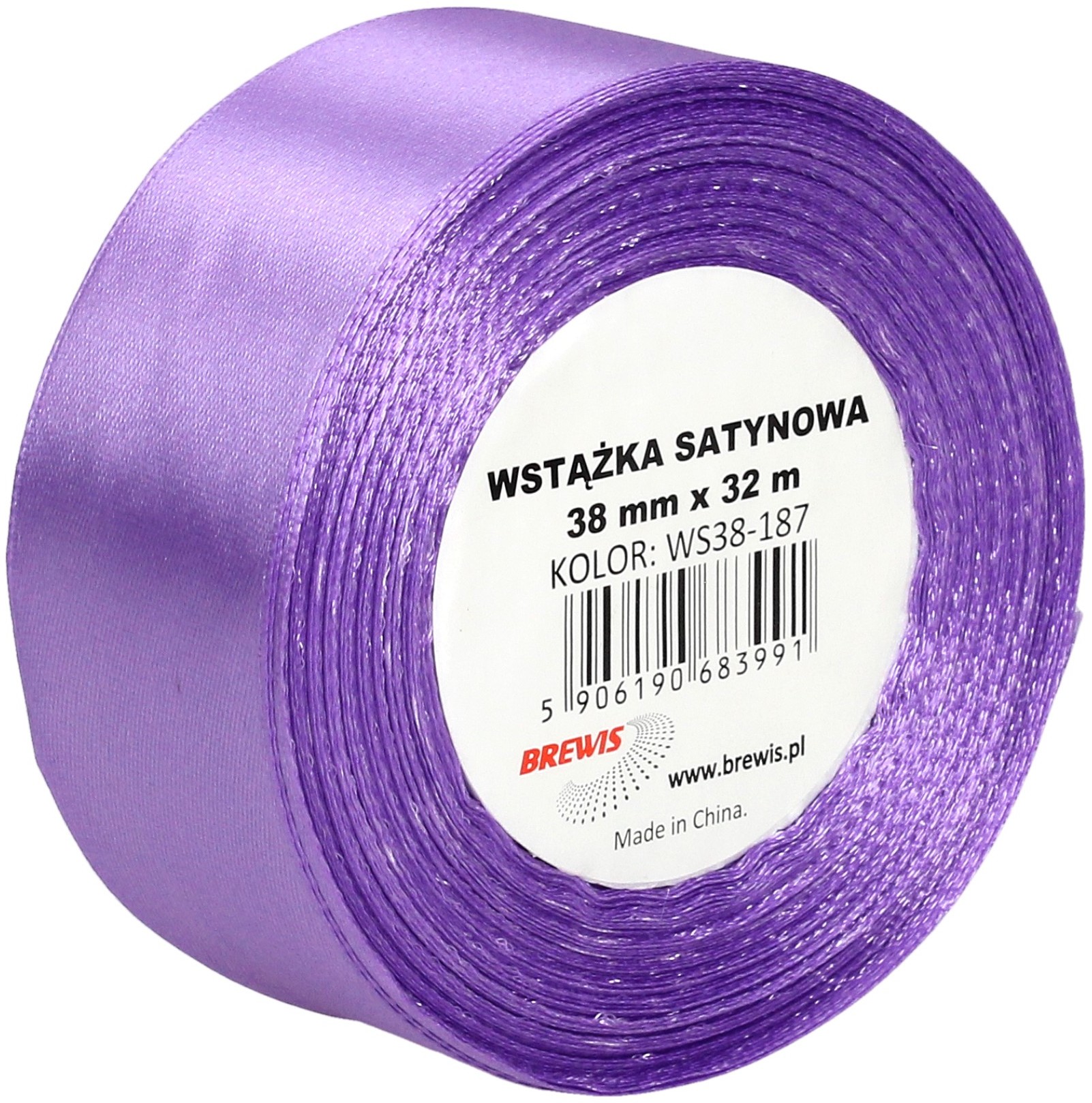 Brewis Wstążka dekoracyjna satynowa 38mm/32m jasnyfiolet 187