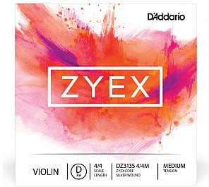 D'Addario D'Addario Zyex Pojedyncza struna do skrzypiec Silver D 4/4 Medium Tension DZ313S 4/4M