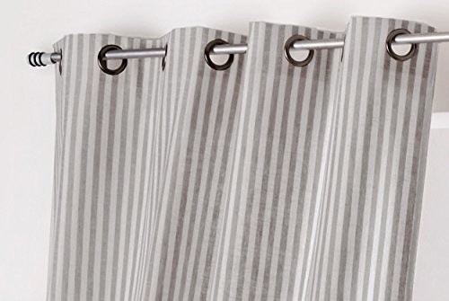 Linder 0515/BG/375fr zasłony, paski, poliester/bawełna kolor biały/szary 135x265 cm 0515/BG/375FR
