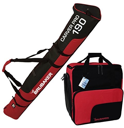 Brubaker BRUBAKER kombi zestaw narciarski kask worek i torba na buty narciarskie dla 1 para butów kije do Ski od  do 190 cm + + + czarno-czerwony Kombi_340000_340200_SchwRot190