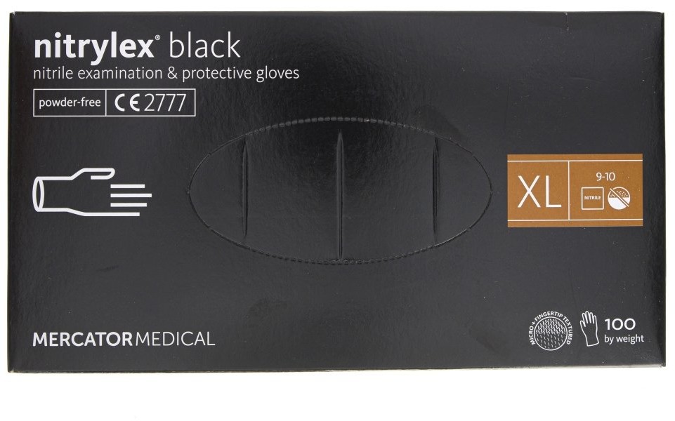 Mercator Medical Mercator Rękawiczki diagnostyczne nitrylex black XL - 100 sztuk
