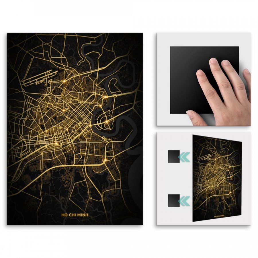 Pix4home Plakat metalowy Mapa City Lights Ho Chi Minh M POS-M-03484