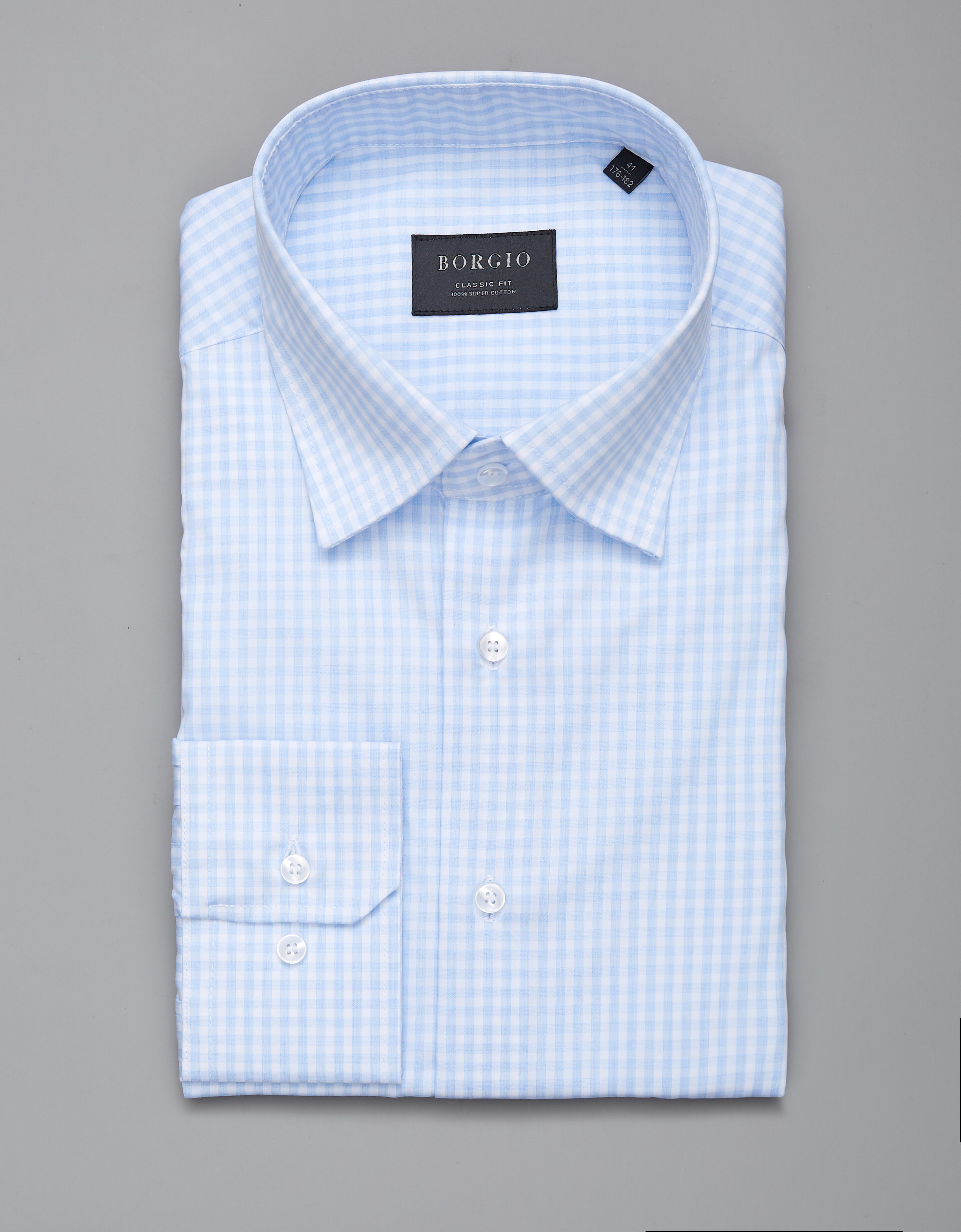 Borgio koszula matera 00270 długi rękaw błękit classic fit