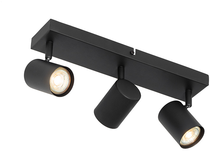 QAZQA Nowoczesna lampa sufitowa czarna prostokątna 3-punktowa regulowana - Jeana