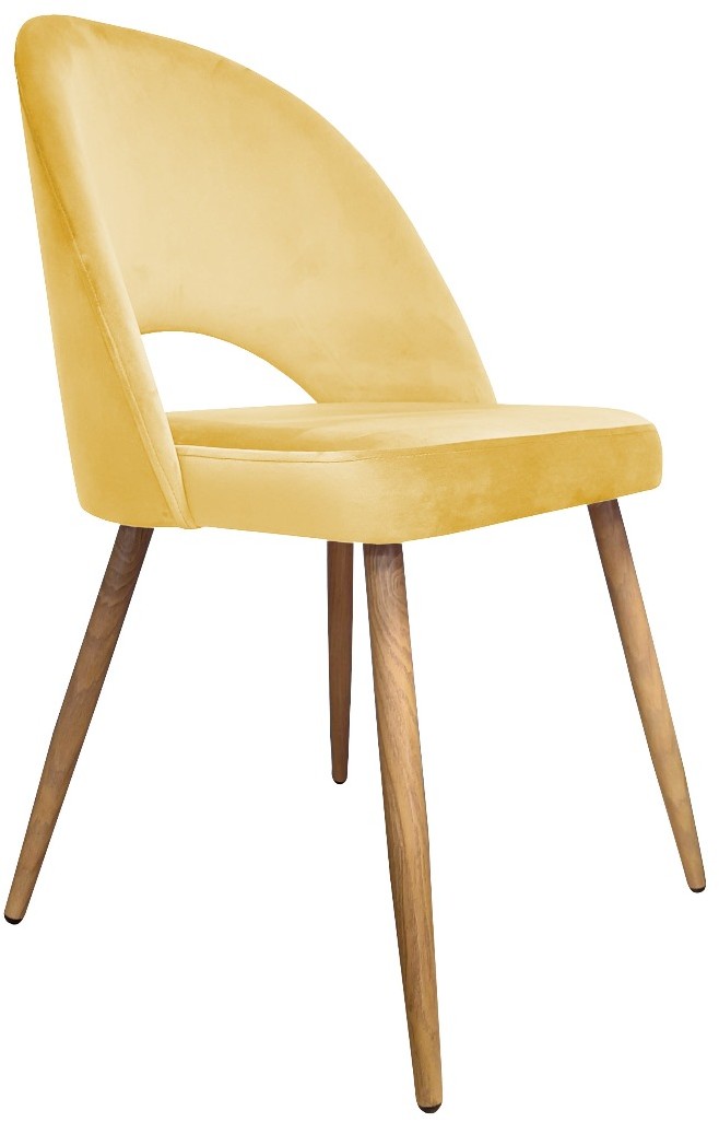 Atos Krzesło ISKAR 2 VELVET żółte/dąb nowoczesne na czterech nogach POLO-DAB-MG15