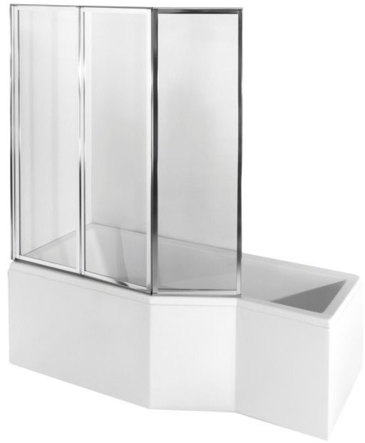 Besco PMD Integra Kabino-wanna asymetryczna 150x75 cm akrylowa lewa z parawanem 3-częściowym biała WAI-150-PL3 odbiór osobisty Kraków Warszawa 29-Innych-Miast WAI150PL3