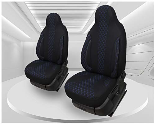 BREMER SITZBEZÜGE Wymiary pokrowców na siedzenia samochodowe, kompatybilne z Hyundai i30 GD 2011 - 2017, kierowcy i pasażera, pokrowce na siedzenia FB:PL406 (czarny/niebieski szwy) 4251707622873