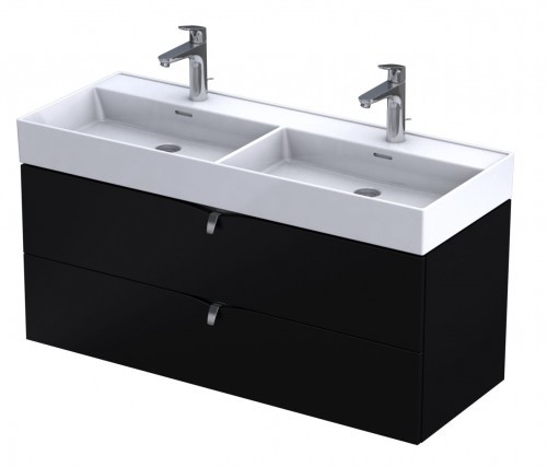 Oristo Szafka wisząca SIENA 120 cm z umywalką podwójną BOLD CZARNY MAT OR45-SD2S-120-8 + UME-BD-120-91-D OR45-SD2S-120-8 + UME-BD-120-91-D
