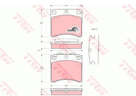 TRW Zestaw klocków hamulcowych, hamulce tarczowe GDB791