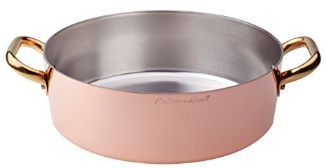 Pentole Agnelli pentole agnelli rondel nisko z miedzi), ocynkowana, z 2 uchwytami w mosiądzu, kolor miedziany, 28 cm ALCU10628