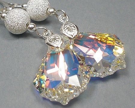 Swarovski piękne długie srebrne kolczyki AURORA