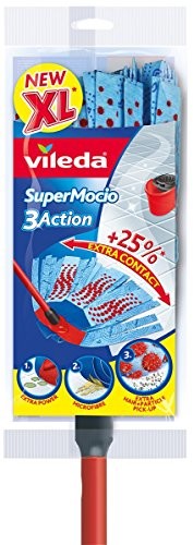 Vileda SuperMocio 3Action XL mop do mycia podłóg ze specjalnie szerokimi paskami 109811