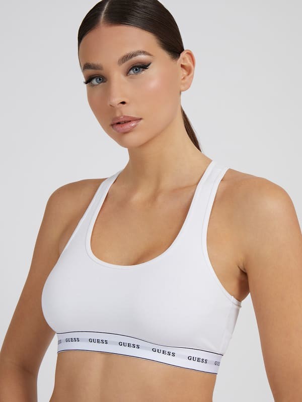 Guess Koronkowy Biustonosz Bralette Z Taśmą Z Logo