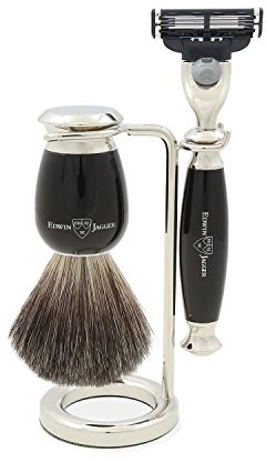 Edwin Jagger Gillette Edwin golenie Jagger-prezent-zestaw-Pure Badger włosia borsuczego-pędzel do golenia, Mach 3 golarki, vernickelter uchwyt do notebooka, , , S81M586AMZ