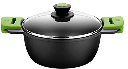 BRA Prior wysoka rondel z pokrywką szklaną i silikonowe uchwytami, czarny, 20 cm A400320