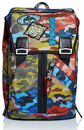 Seven Seven Zaino Estensibile SEVEN  ADVENTURE CAMO, Verde Militare, 28 l, uniseks siedem rozszerzalny plecak dla dzieci  ADVENTURE CAMO, militarna zieleń, 28 l, Verde, Unica 201002002-630