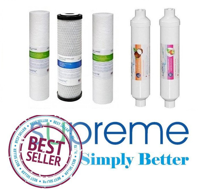 Supreme Komplet wkładów do osmozy SUPREME RO6 z filtrem węglowym i mineralizatorem (szybkozłączki)