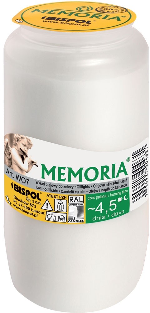 Bispol Memoria W07 wkład do zniczy olejowy 16szt