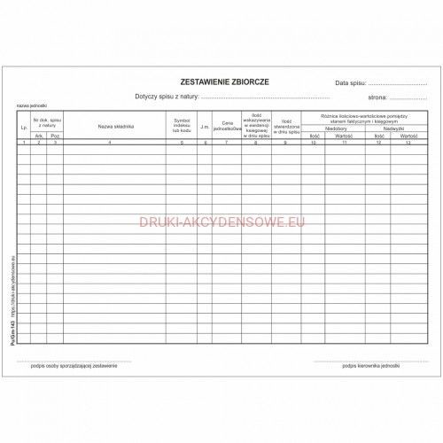 Firma krajewski Zestawienie zbiorcze spisów z natury / wersja elektroniczna [Pu/Gm-143e] Pu/Gm-143e