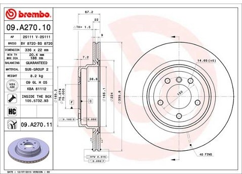 BREMBO Tarcza hamulcowa 09.A270.11