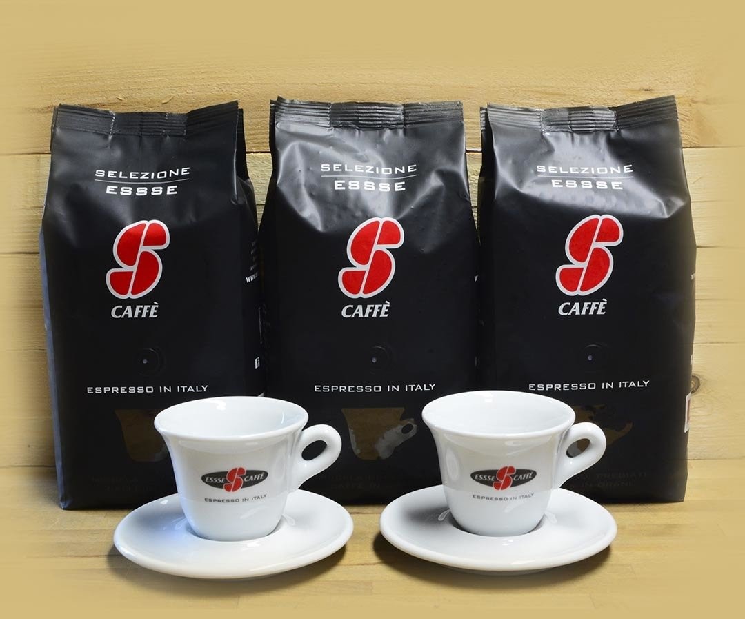 ESSSE CAFFÉ Zestaw 3kg kawy Essse Selezione ESSSE ziarnista +  2 filiżanki Essse CAPUCCINO IN ITALY 1706-uniw