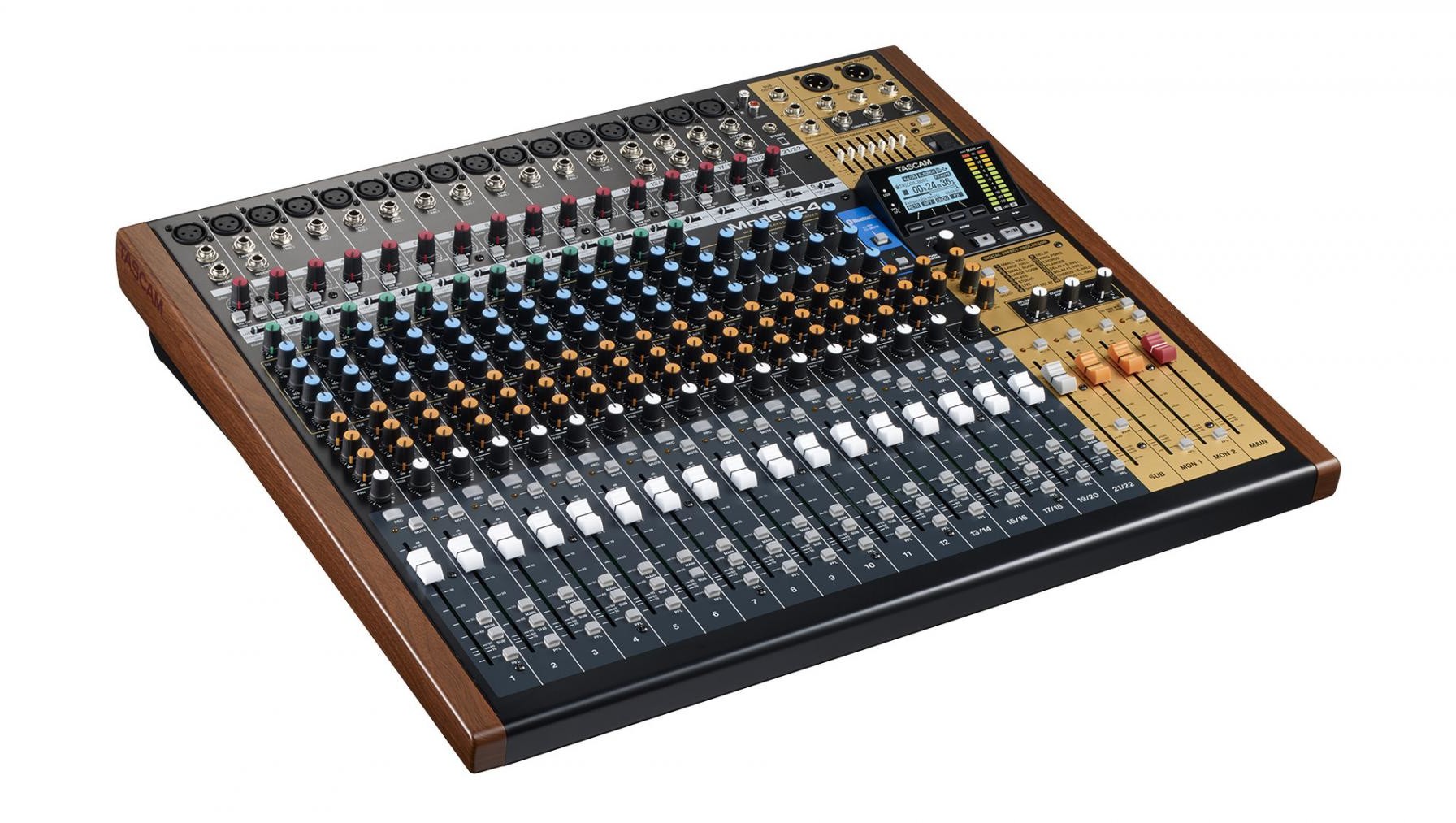 TASCAM MODEL 24 - analogowy mikser fonii z 24-ścieżkowym cyfrowym rejestratorem na kartach SD