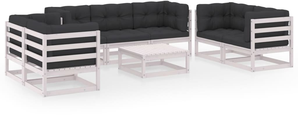 vidaXL 8-cz. zestaw wypoczynkowy do ogrodu, z poduszkami, lita sosna 3076505