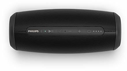 Philips Audio S5305/00 głośnik Bluetooth z wbudowanym mikrofonem (Bluetooth 5.0, wodoodporny, czas pracy 12 godzin, 2 pasywne basy, wielokolorowe diody LED), czarny model 2020/2021 TAS5305/00