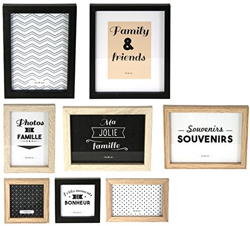 THE HOME DECO FACTORY CMHD4691 zestaw 8 zdjęć Marcos, Noir/Blanc/Marron, 22,2 x 2 x 27,3 cm